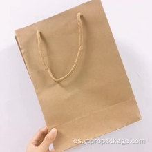 Logotipo personalizado de impresión de bolsas de papel Kraft marrón con asa
